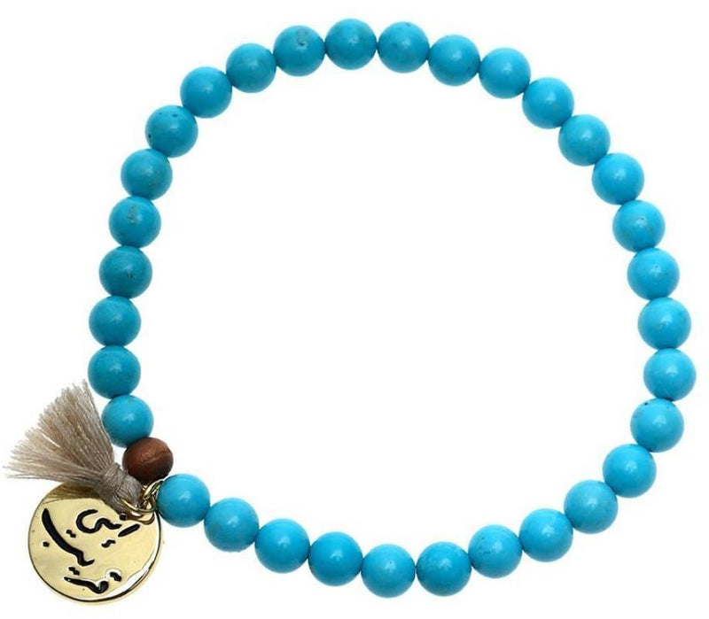 Min Maadan Alensan 33-Bead Rosary Bracelet Stone Beads Turquoise 6 mm