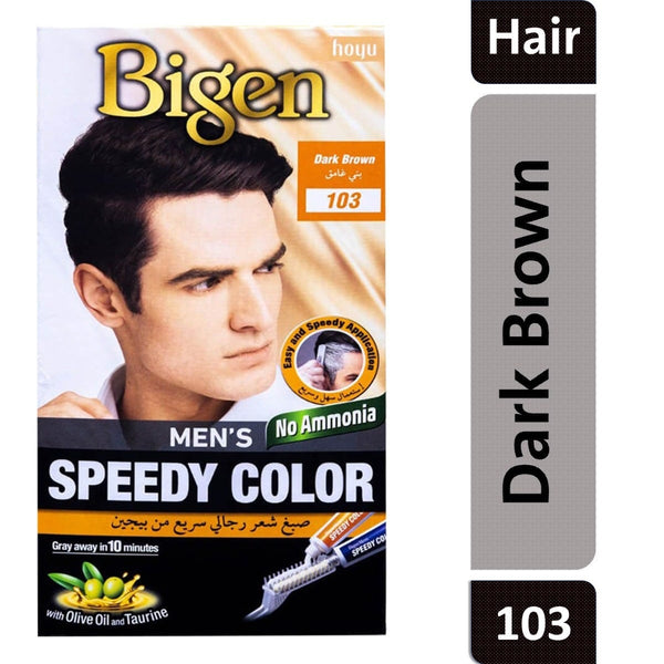 Bigen Hair Color Men's Speedy Cream Kit Taurine Olive Oil Dark Brown 103, 1 Kit