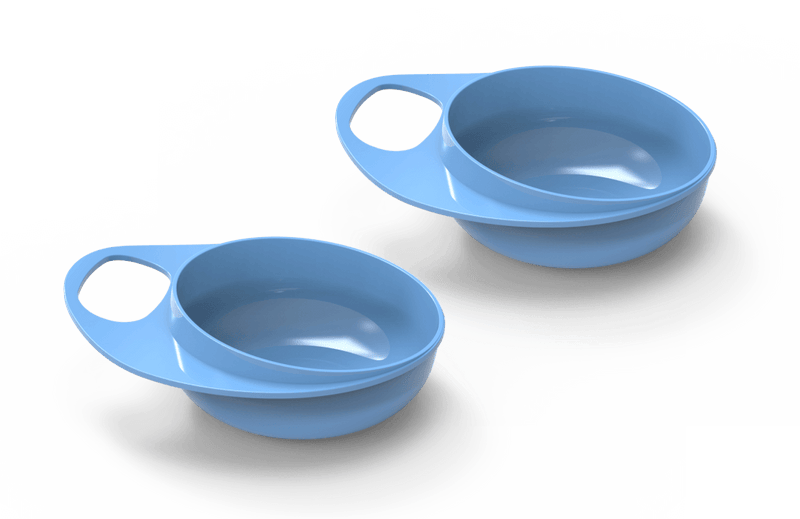 Nuvita Easy Eating Feeding Bowls Set, Curved Interior, Blue, 2 Pieces