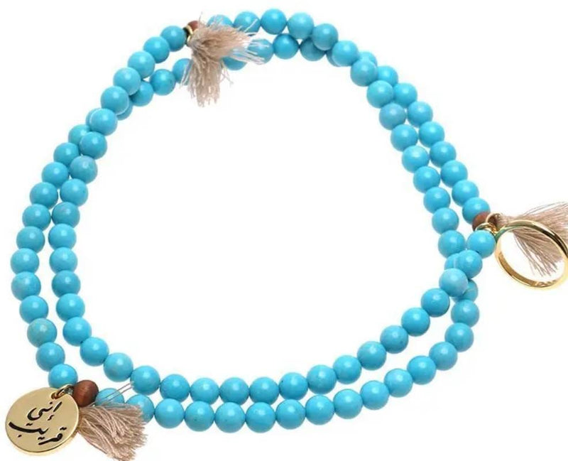Min Maadan Alensan Core Subha 99 In 1 Prayer Beads Pendant Turquoise and Black 6mm