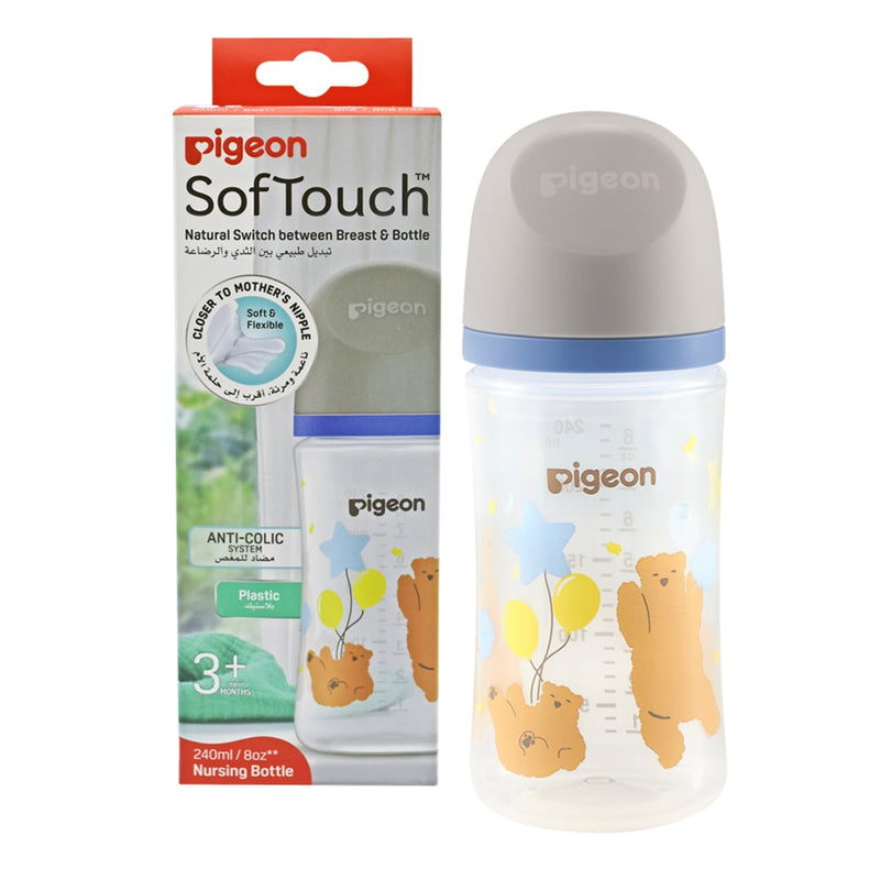Pigeon Softouch Wide Neck Baby Nursing Bottle Bear Design BPA-Free Plastic 240 ml