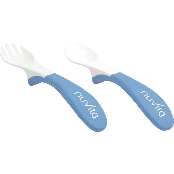 Nuvita Baby Cutlery Set Spoon and Fork Blue 6m+ BPA-Free