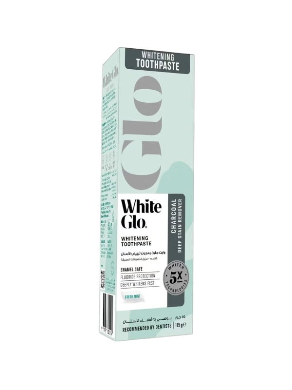 White Glow Charcoal Deep Stain Removal Fluoride Toothpaste, 115g