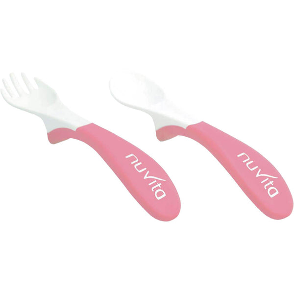 Nuvita Easy Eating Spoon and Fork Set Pink 6M+ BPA-Free