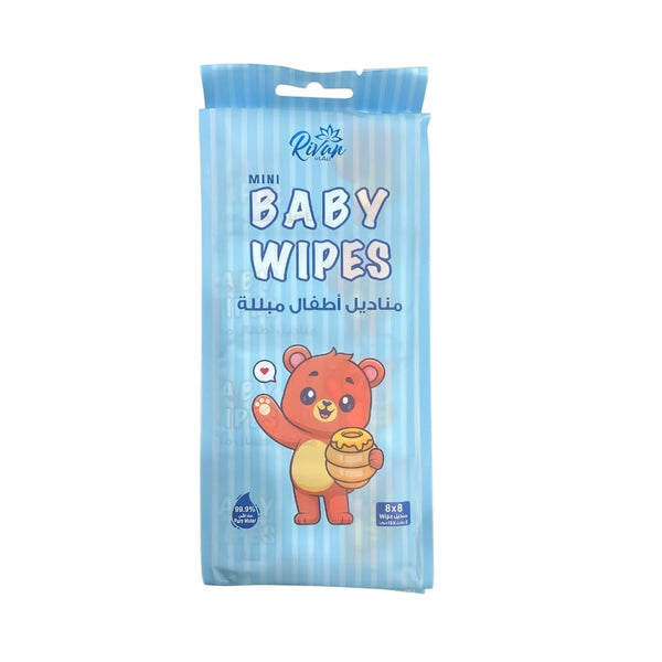 Rivan Mini Baby Wipes Gentle Cleansing 80 Wipes, 8 Wipes x 10 Packs