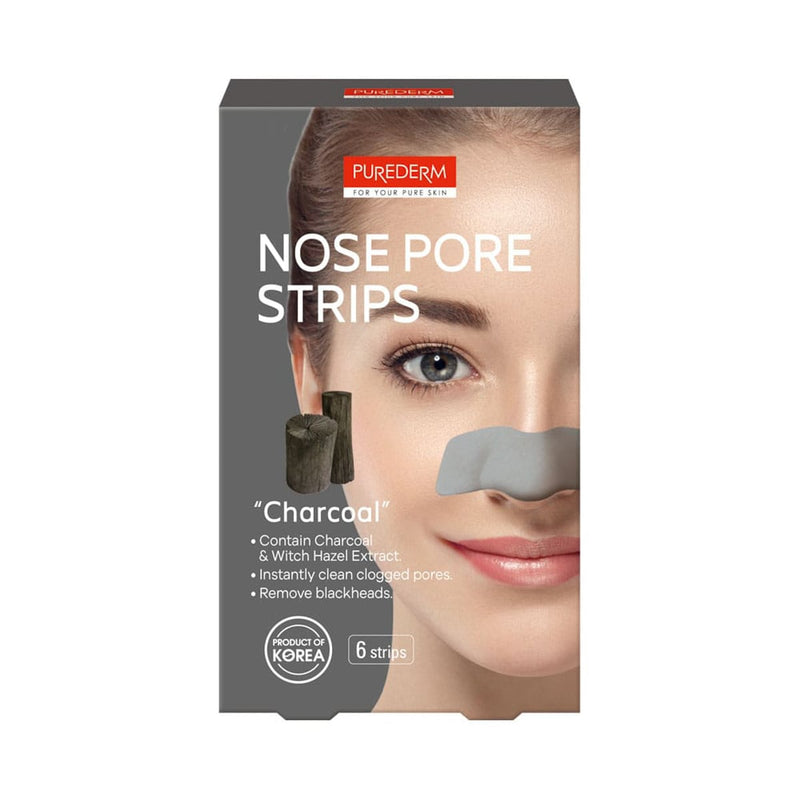 PUREDERM Botanical Choice Charcoal Nose Pore Strips with Witch Hazel, 6 Strips