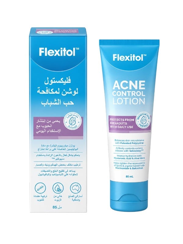 Flexitol Acne Control Face Lotion Lightweight Hydrating Lotion with Hyaluronic Acid and Aloe Vera, 85 ml