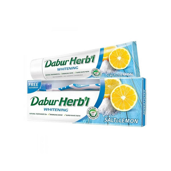 Dabur Herbal Toothpaste Salt & Lemon with Toothbrush, 150 g