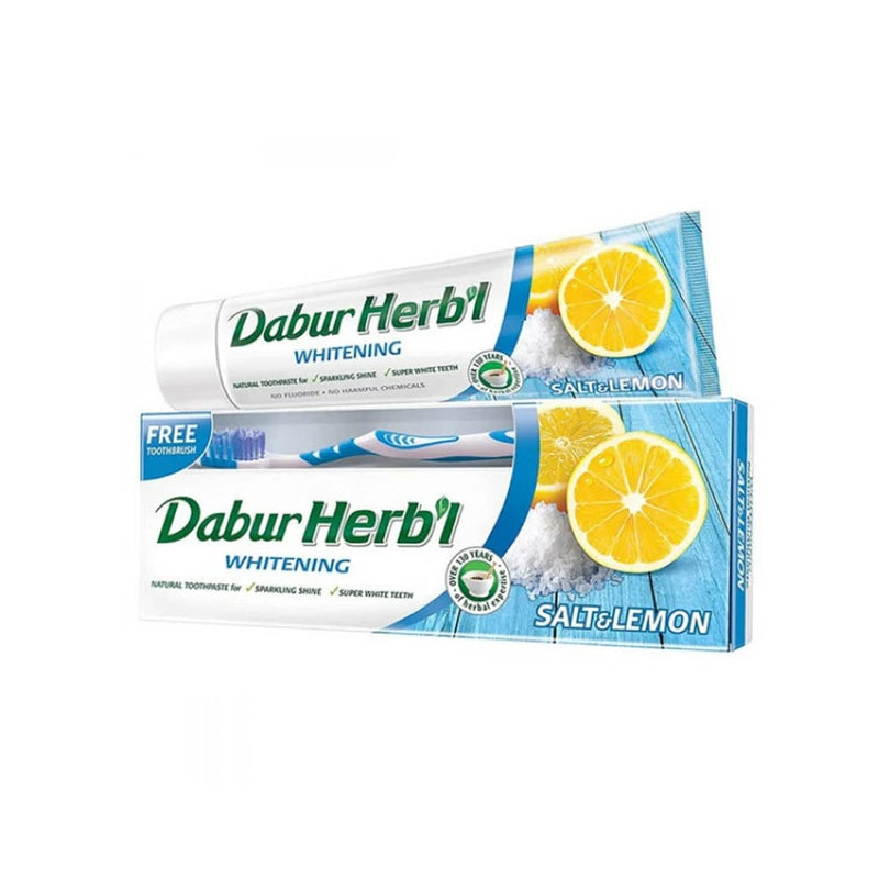 Dabur Herbal Toothpaste Salt & Lemon with Toothbrush, 150 g