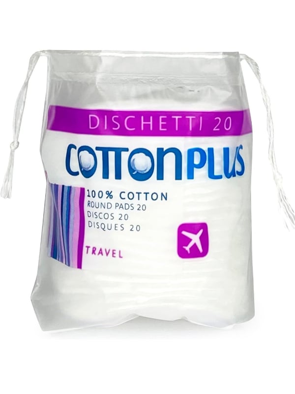 Cotton Plus Travel Size Cotton Rounds, Soft Lint-Free Face Pads, 20 Count