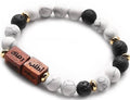Min Maadan Alensan Howlite Stone Bracelet with Lava Beads and Wood Accents, Elasticated, 1 Piece
