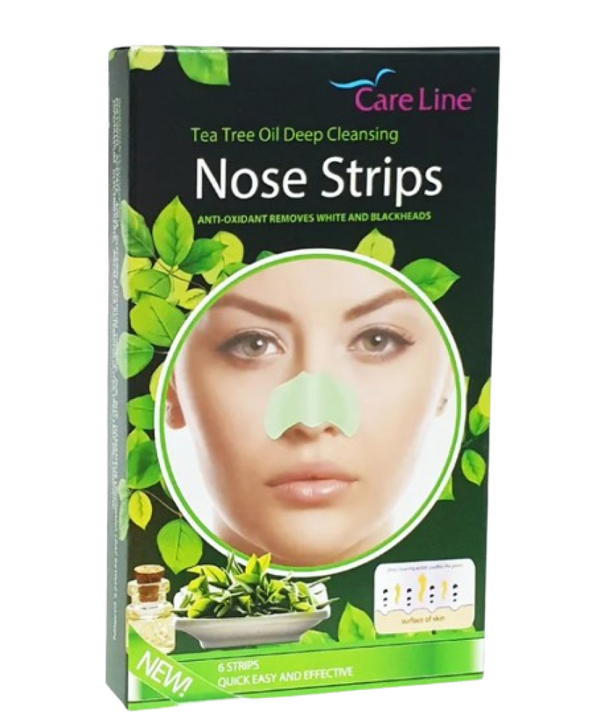 CARELINE Tea Tree Oil Nose Strips for Pore Cleansing, 6 Pieces