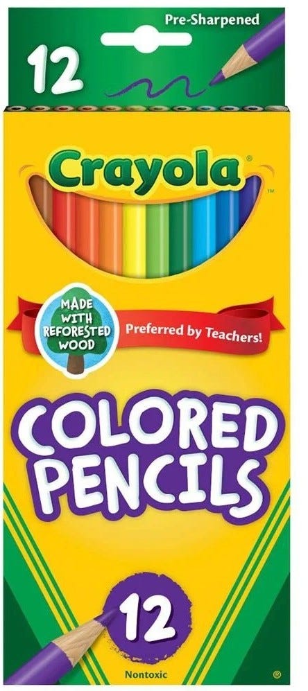 Crayola Colored Pencils Long Presharpened Durable Soft Core 12 Count
