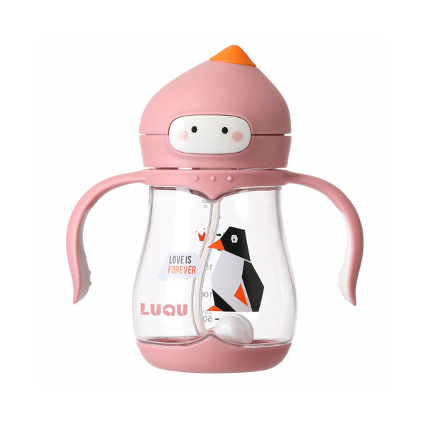 Luqu Tritan Sippy Cup Water Bottle with Handles and Straw
