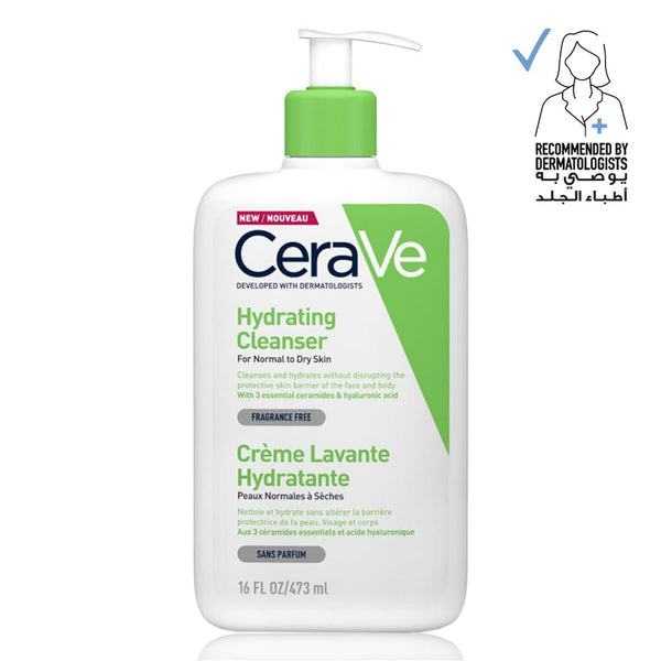 CeraVe Hydrating Cleanser for Normal to Dry Skin, Hyaluronic Acid, Essential Ceramides, 473 ml