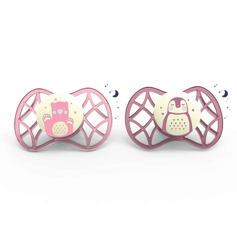 Nuvita Air.55 Soother Symmetrical Silicone Teat Glow in the Dark 0m+, 2 Pieces