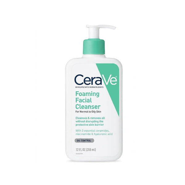 CeraVe Foaming Facial Cleanser Normal to Oily Skin Ceramides Niacinamide Hyaluronic Acid 355ml