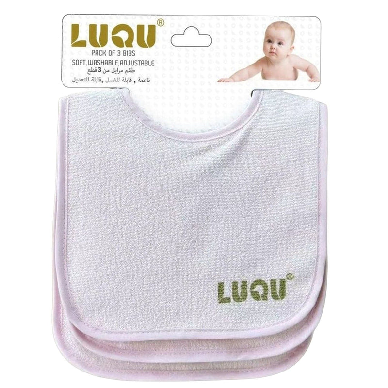 Luqu 3 Bibs Set Soft Washable Adjustable Pink