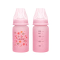 Luqu Glass Baby Bottle Silicone-Coated Borosilicate Glass Pink 120 ml
