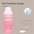 Luqu Glass Baby Bottle Silicone-Coated Borosilicate Glass Pink 120 ml