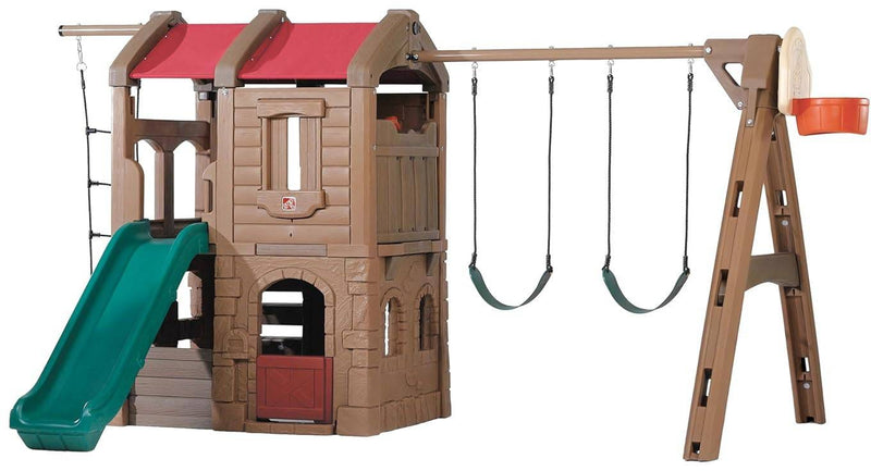 Step2 Adventure Lodge Play Centre with Slide, Swings, Climbing Wall and Rope