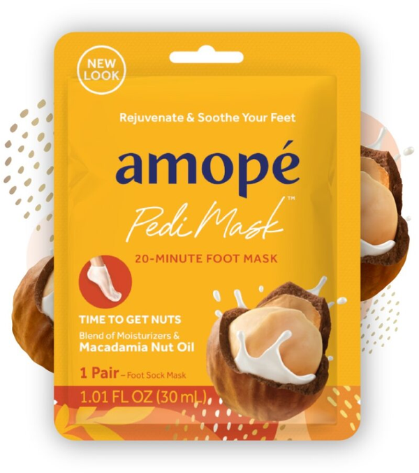 Amope Pedi Mask 20-Minute Foot Mask Macadamia Nut Oil Moisturizing Treatment