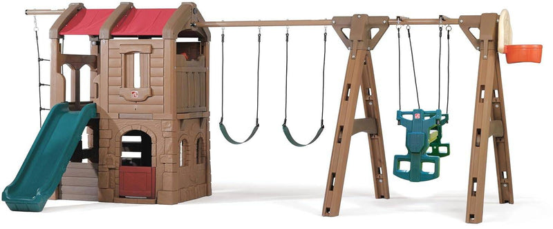 Step2 Adventure Lodge Play Centre with Glider, Swings, Climbing Wall, Slide and Hoop