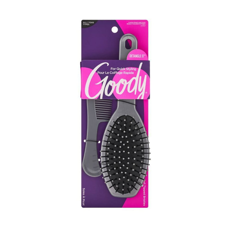 Goody GD22901 Hair Brush and Wide-Tooth Comb Set, Detangling Styling Tools