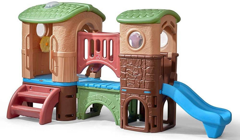Step2 Clubhouse Climber Outdoor Jungle-Themed Playset with Slides, Tunnels and Steering Wheel
