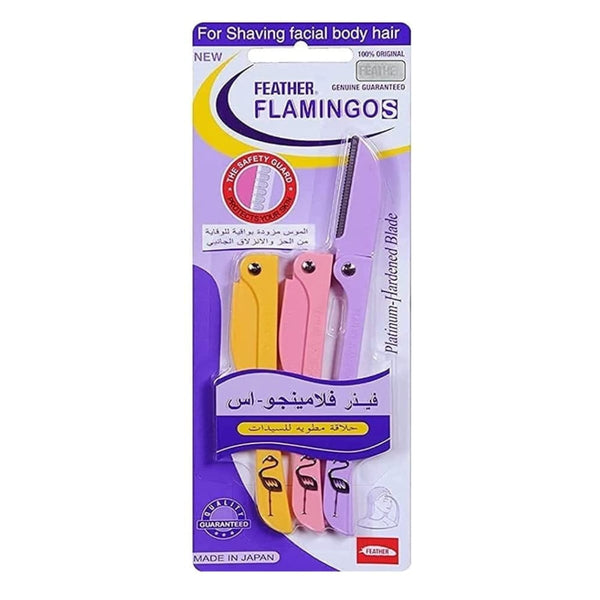 Flamigo Eyebrow Razor 3 Pieces Japanese Stainless Steel Safety Guard
