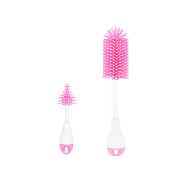 Luqu 3N1 Silicone Bottle Brush Set Pink, Long Handle Food-Grade Silicone