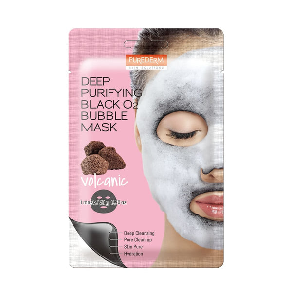 PUREDERM Deep Purifying Black O2 Bubble Mask Volcanic Charcoal Facial Mask