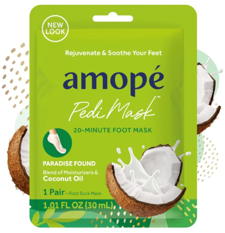 Amope PediMask 20-Minute Foot Mask with Coconut Oil and Vitamin Complex, Fragrance-Free