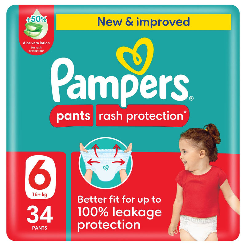 PAMPERS Pants Nappies Size 6 Jumbo Pack, 34 Pants, 15-30 kg