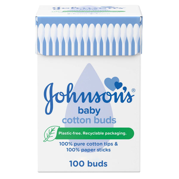 Johnson's Baby Cotton Buds 100% Pure Cotton Tips Box of 100