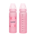 Luqu Glass Baby Bottle Silicone-Coated Borosilicate Glass Pink 240ml