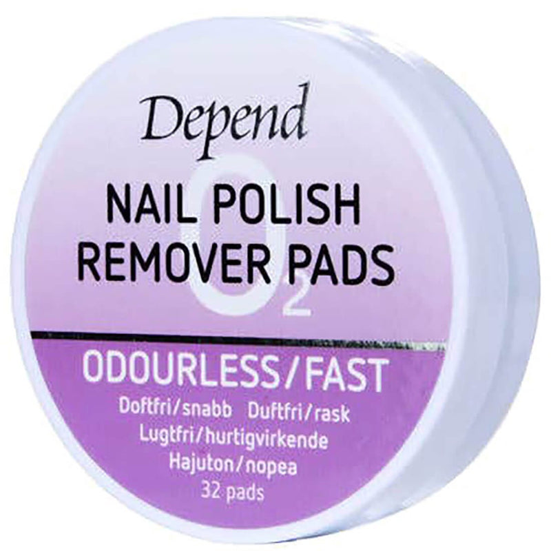 Depend Nail Polish Remover Pads O2 Acetone-Free 32 Pads