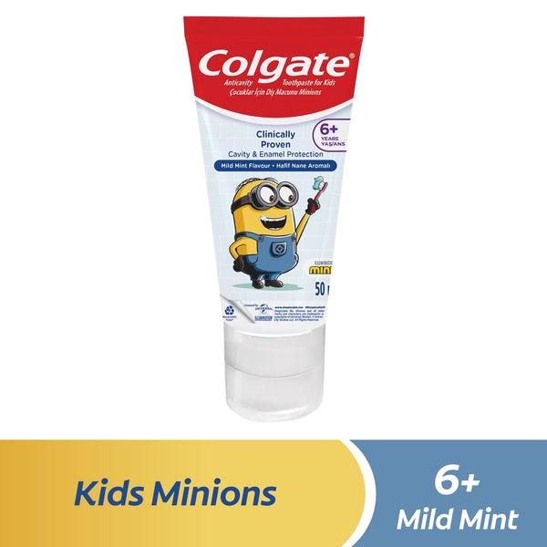Colgate Kids Minions Toothpaste Mild Mint Fluoride 1450 ppm, 6+ Years, 50 ml
