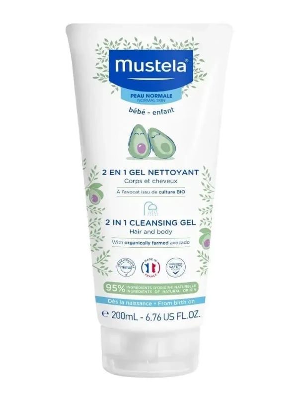 Mustela 2-in-1 Cleansing Gel Baby Hair and Body Wash Soap-Free Tear-Free 200ml