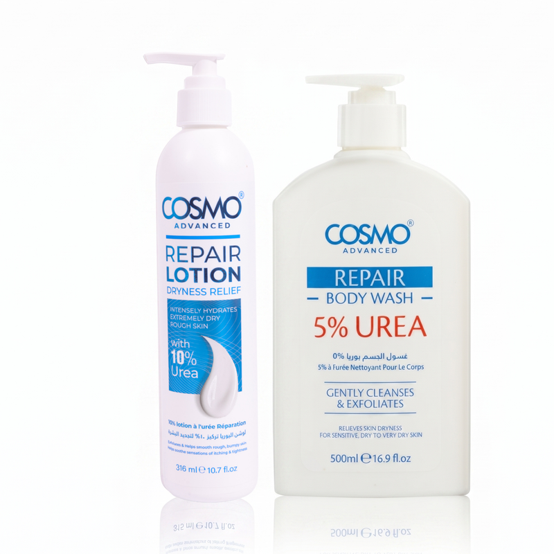 Urea Body Wash 5% and Body Lotion 10% Set, 500 ml + 316 ml