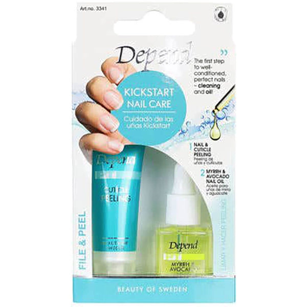 Depend Nail Care Kickstart 2-Step Cuticle Peeling and Myrrh Avocado Nail Oil Kit