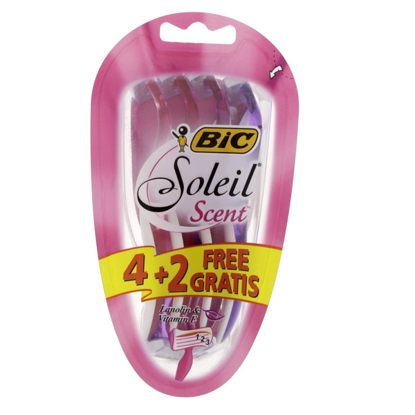 BIC Soleil Scent Women's Razors, Moisturizing Strip, 4+2 Pack