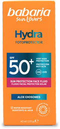 Babaria Hydra Sun Protection Face Fluid SPF 50+ Hyaluronic Acid Aloe Vera 40ml