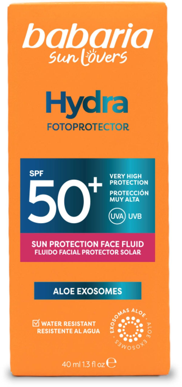 Babaria Hydra Sun Protection Face Fluid SPF 50+ Hyaluronic Acid Aloe Vera 40ml