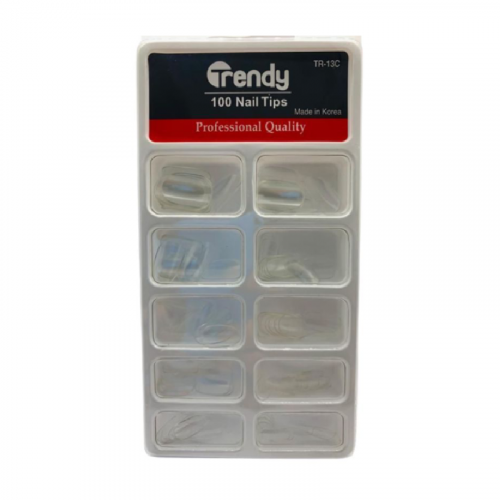 Trendy Artificial Nails Set, Paintable Full-Cover Tips, 100 Pieces, No. TR13C