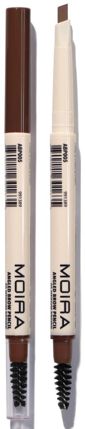 Moira Angled Brow Pencil Triangular Tip Spoolie Medium Brown 005 1 Pc