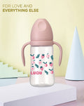 Luqu PP Baby Bottle With Handle, Silicone Nipple, Pink, 300ml, 9+ Months
