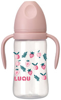 Luqu PP Baby Bottle With Handle, Silicone Nipple, Pink, 300ml, 9+ Months