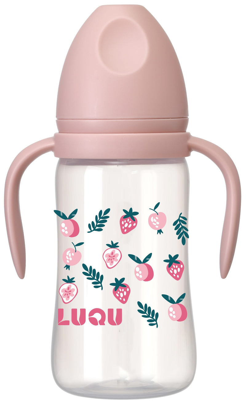 Luqu PP Baby Bottle With Handle, Silicone Nipple, Pink, 300ml, 9+ Months
