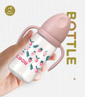 Luqu PP Baby Bottle With Handle, Silicone Nipple, Pink, 300ml, 9+ Months